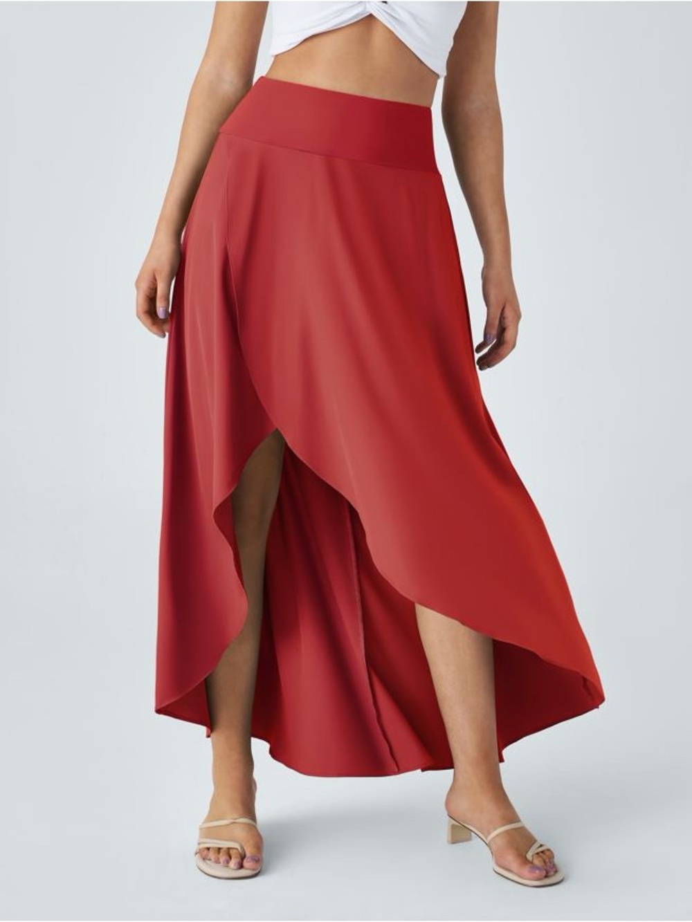 Halara Breezeful High Waisted High Low Ruffle 2-in-1 Flowy Maxi Skirt Medium